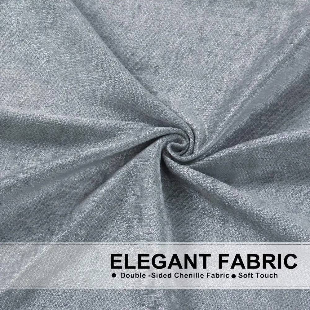 Thick Chenille Window Curtain Gray Valance for Living Room 98” Wide